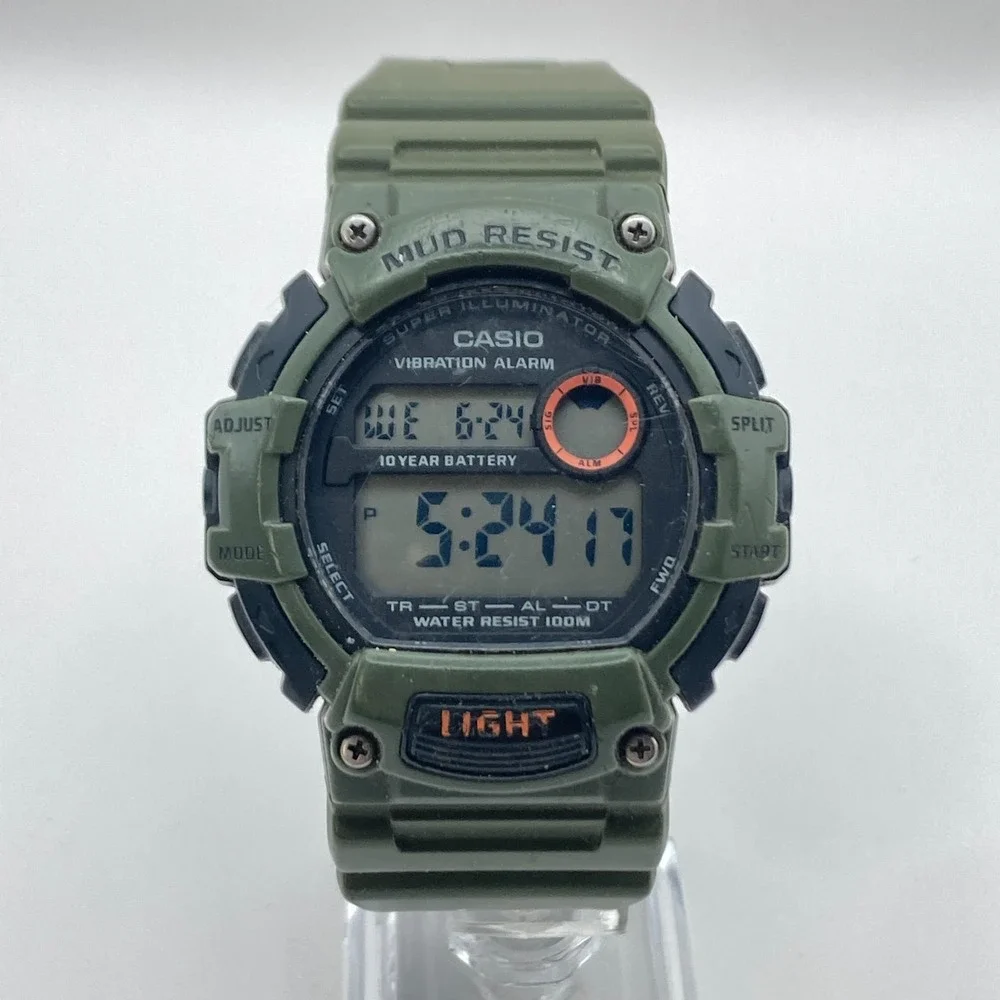 Casio Men's Watch 3463 TRT-110H Green Vibration Alarm 47mm Dual Time Mud Resist